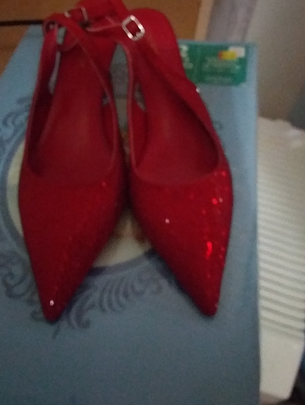 Women's Red Pointed Toe Sparkle Heels